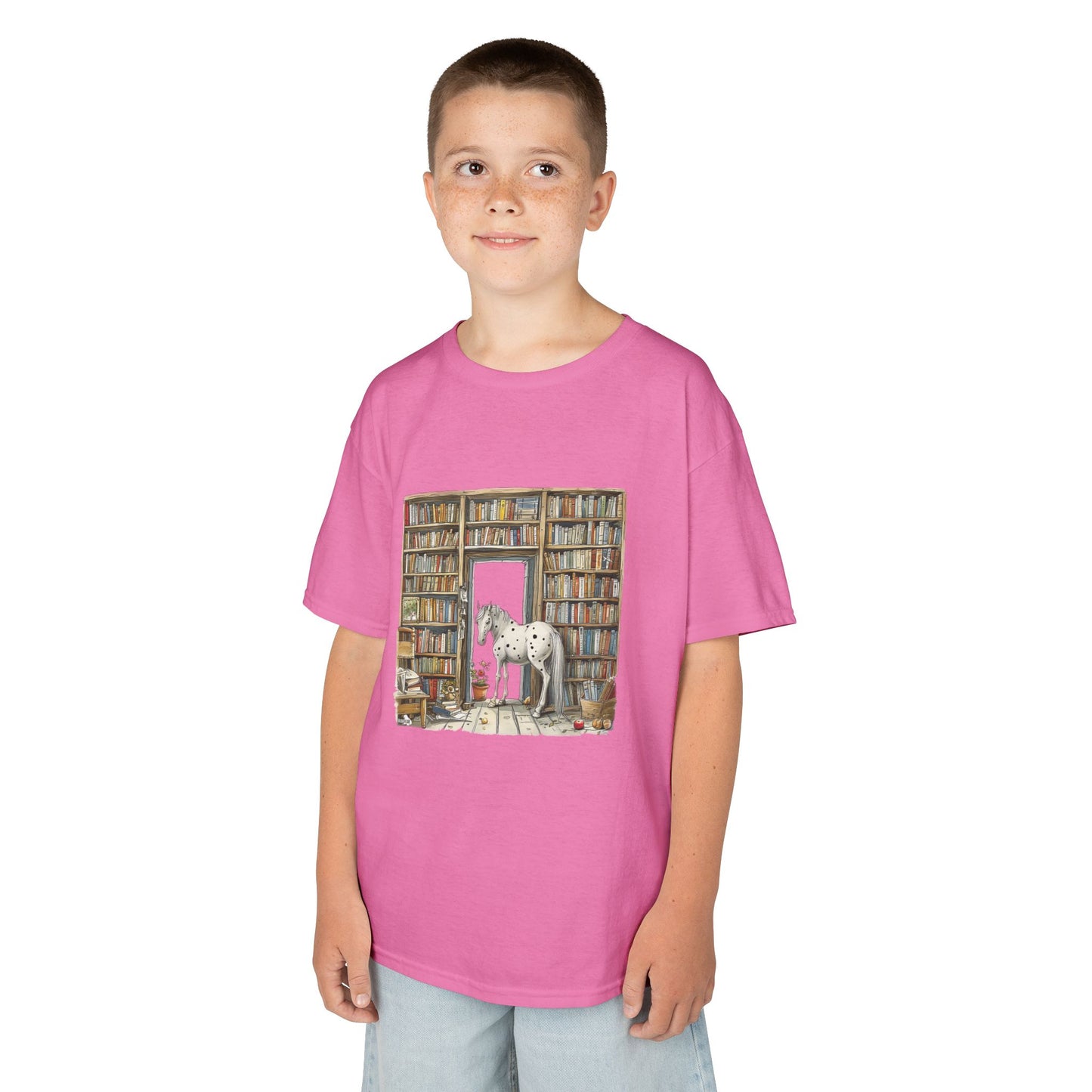 Horse in a Library - Kids T-shirt