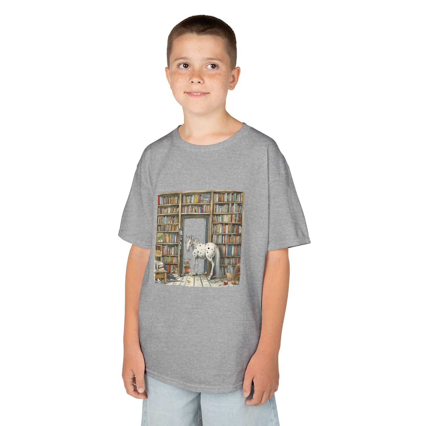 Horse in a Library - Kids T-shirt