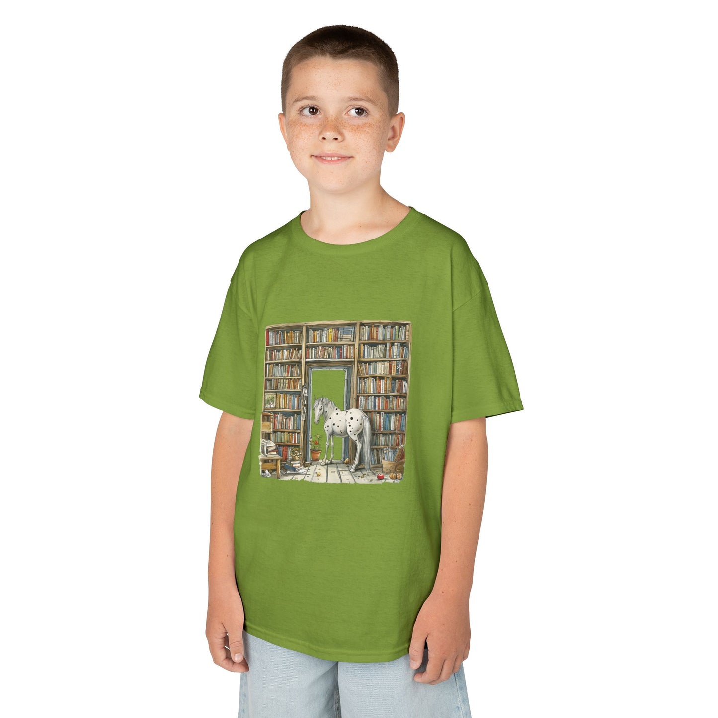 Horse in a Library - Kids T-shirt