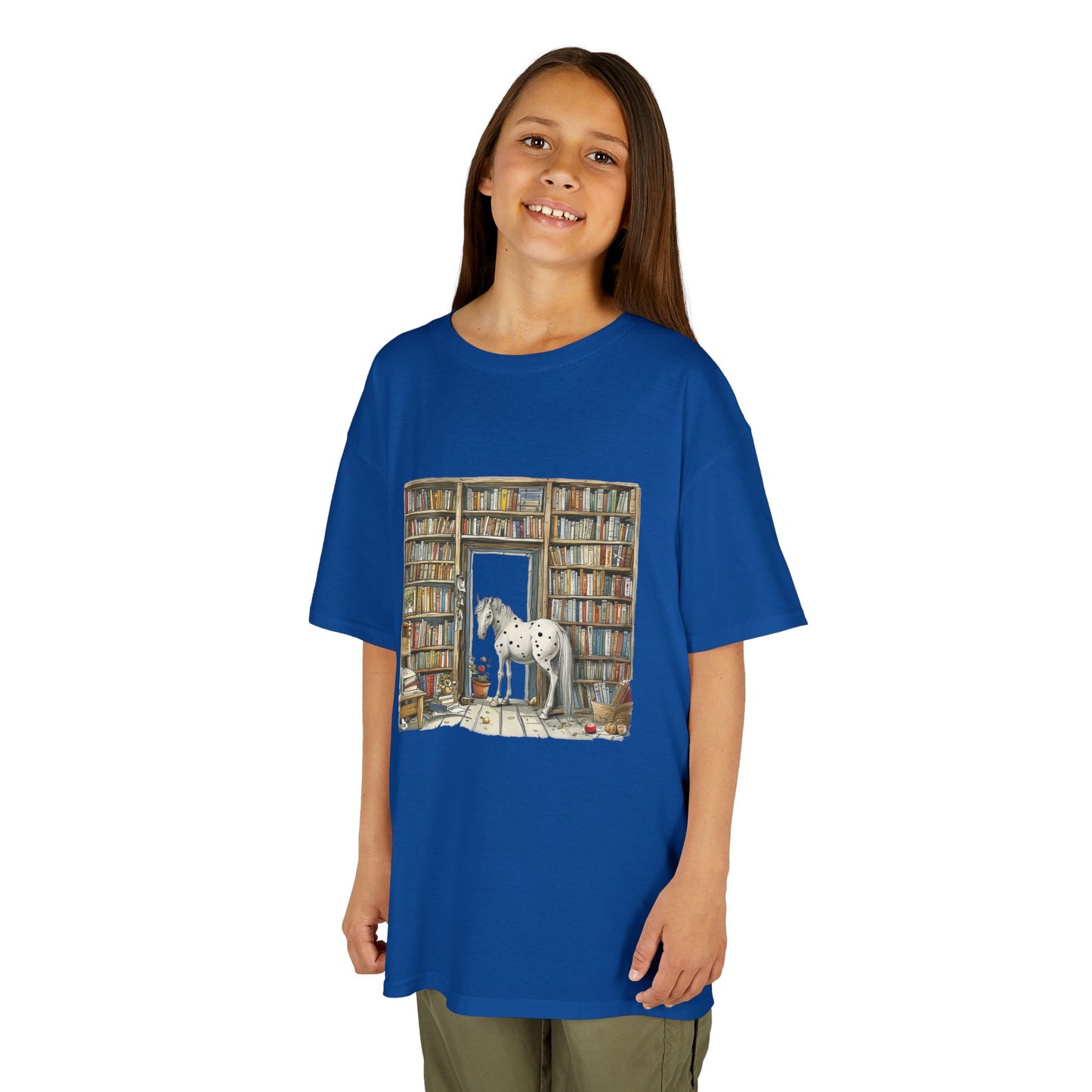 Horse in a Library - Kids T-shirt