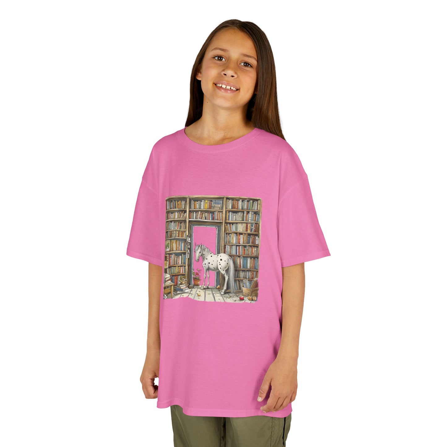 Horse in a Library - Kids T-shirt