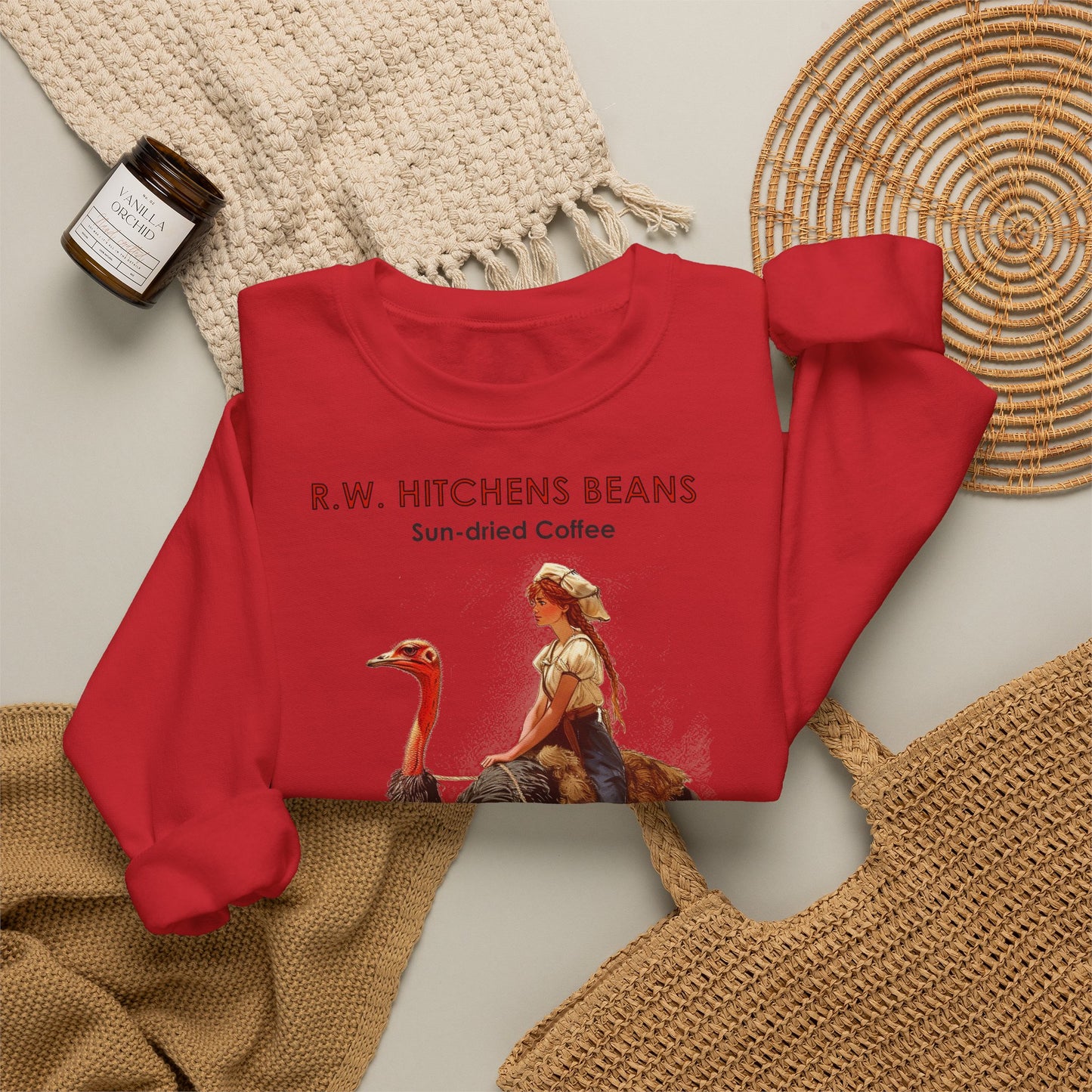 Vintage Ostrich Coffee Ad - Crewneck Sweatshirt