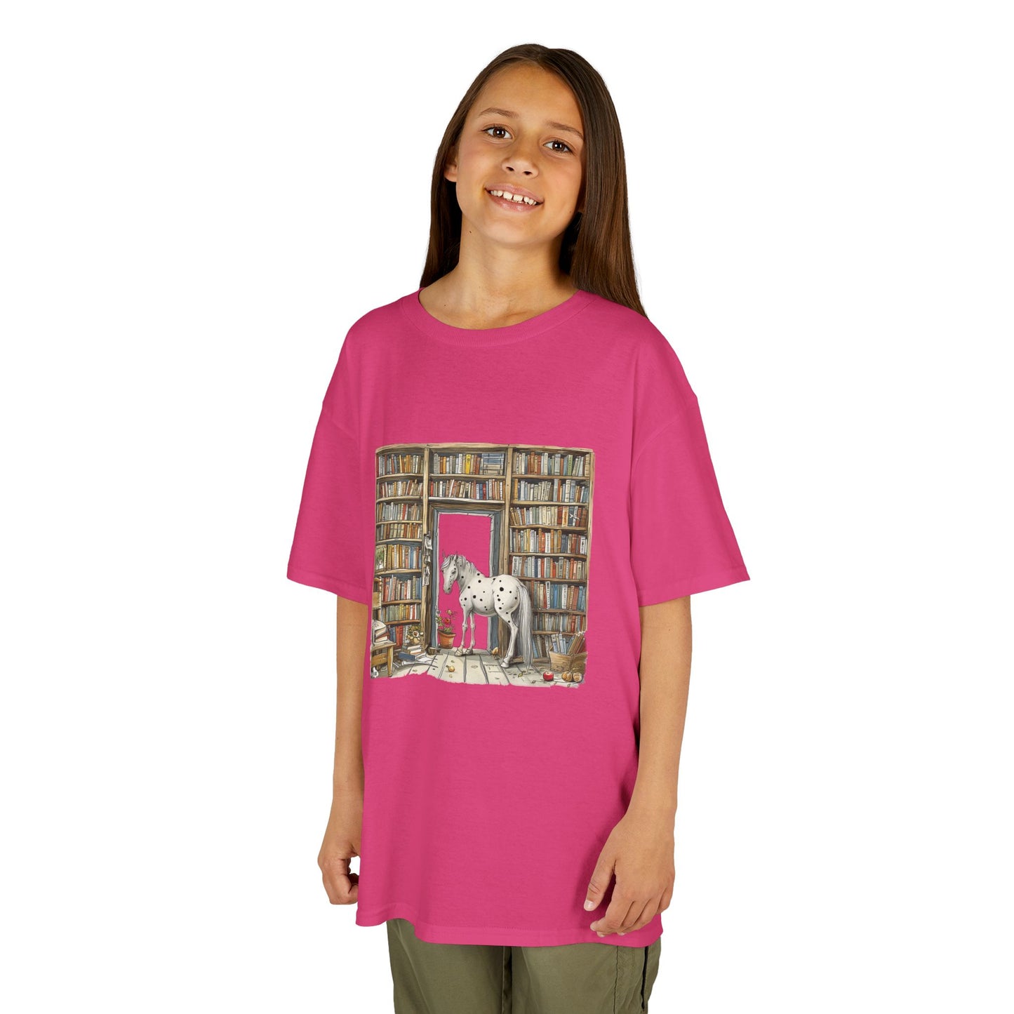 Horse in a Library - Kids T-shirt
