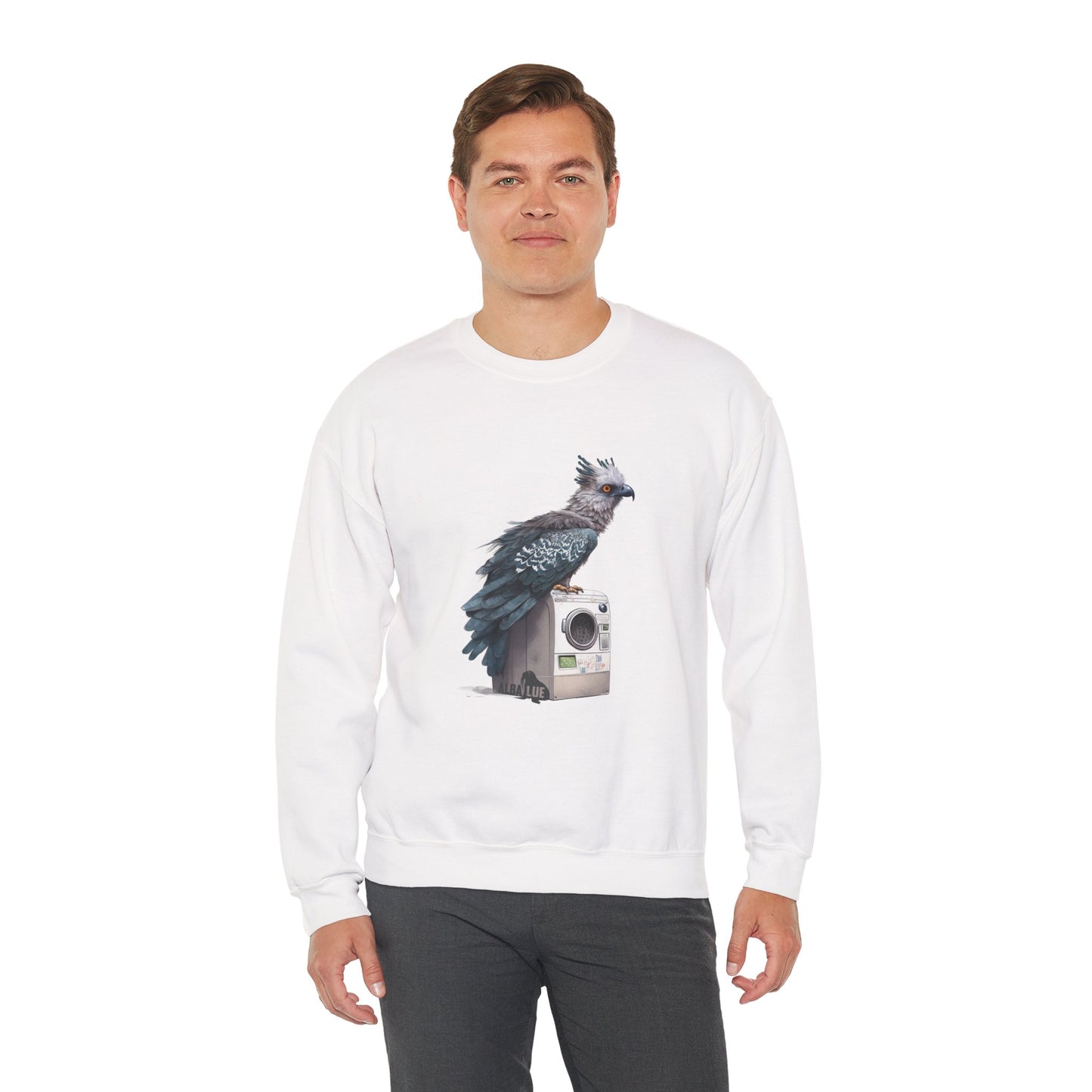 Harpy Eagle Sitting on a Washing Machine  - Crewneck Sweatshirt
