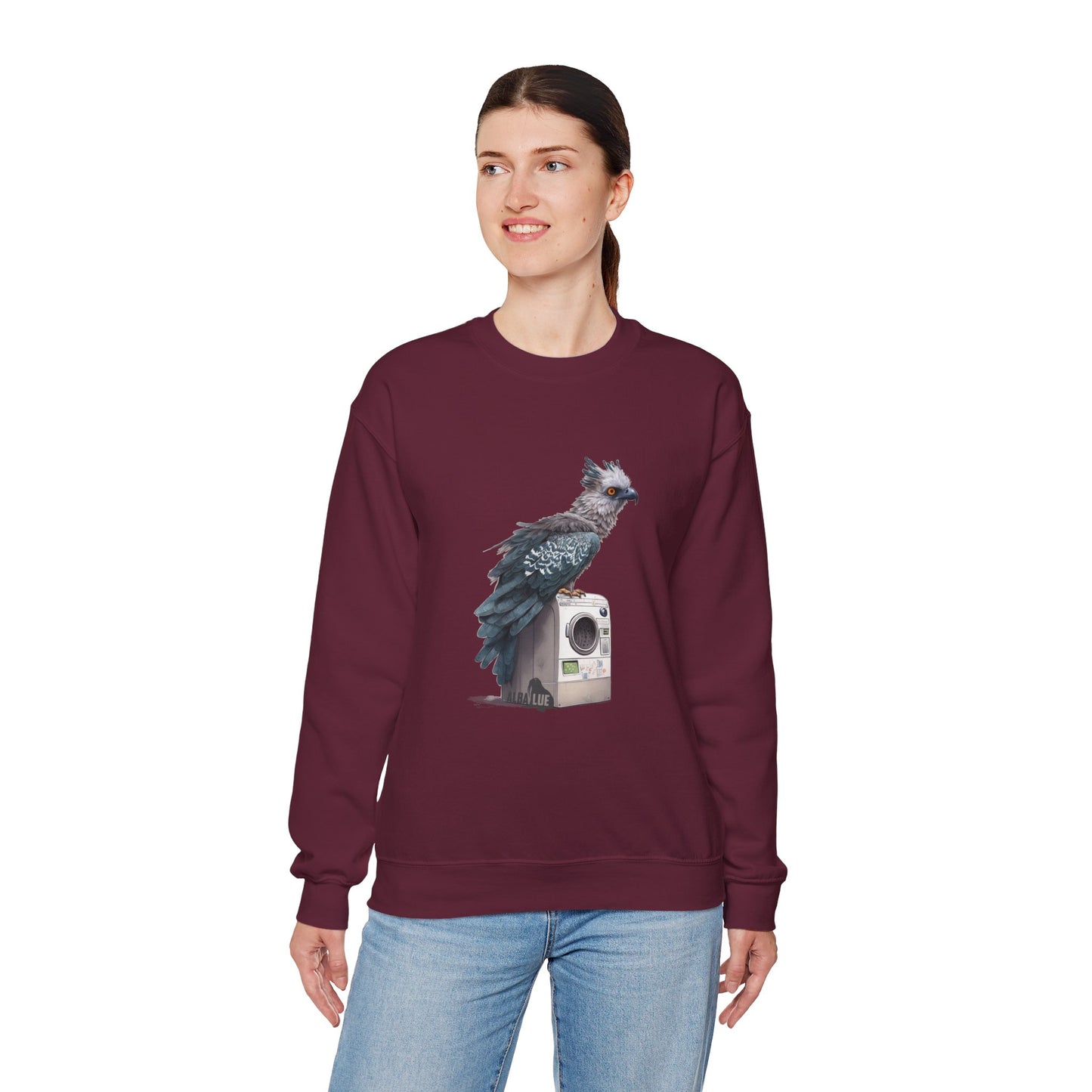 Harpy Eagle Sitting on a Washing Machine  - Crewneck Sweatshirt