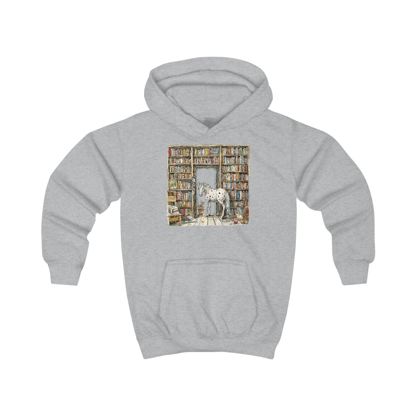 Horse in a Library - Hoodie for Toddlers and Kids