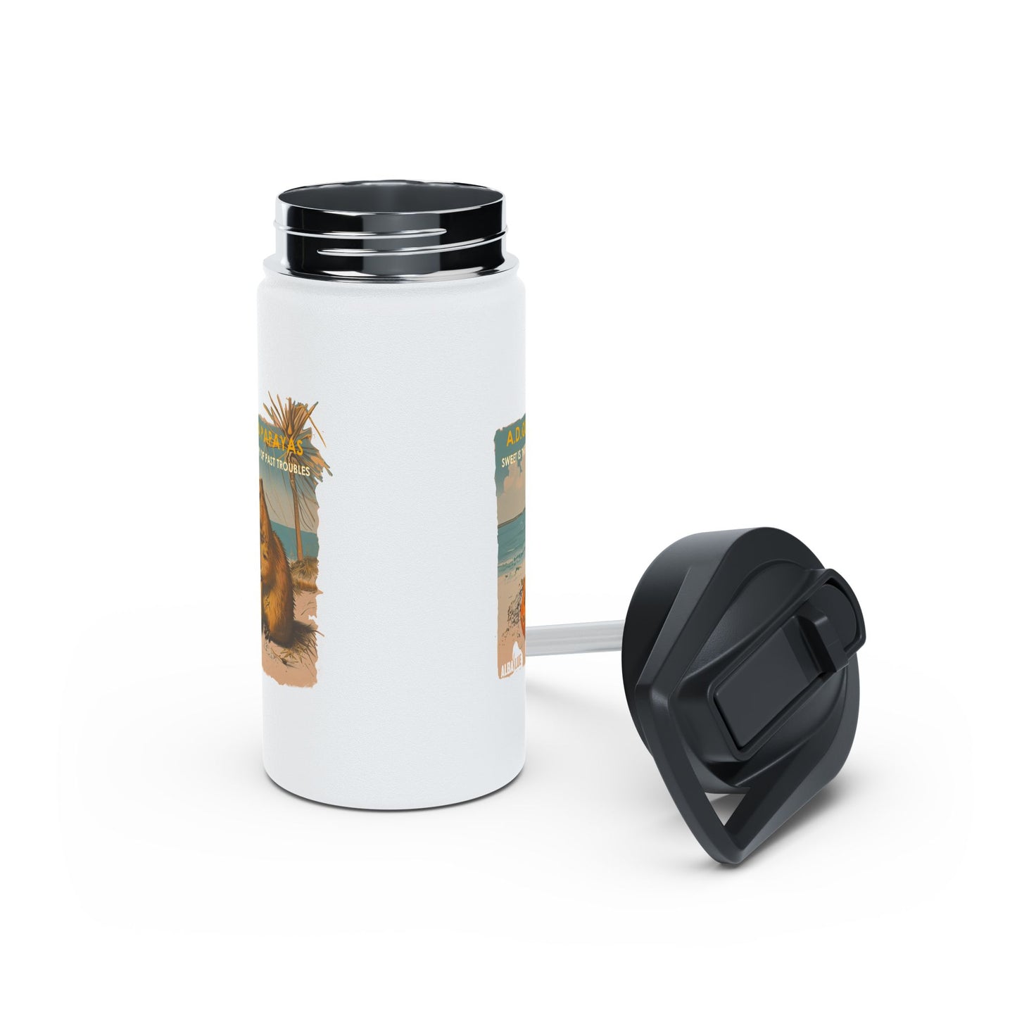 Retro A.D. Quokka Papayas - Stainless Steel Water Bottle