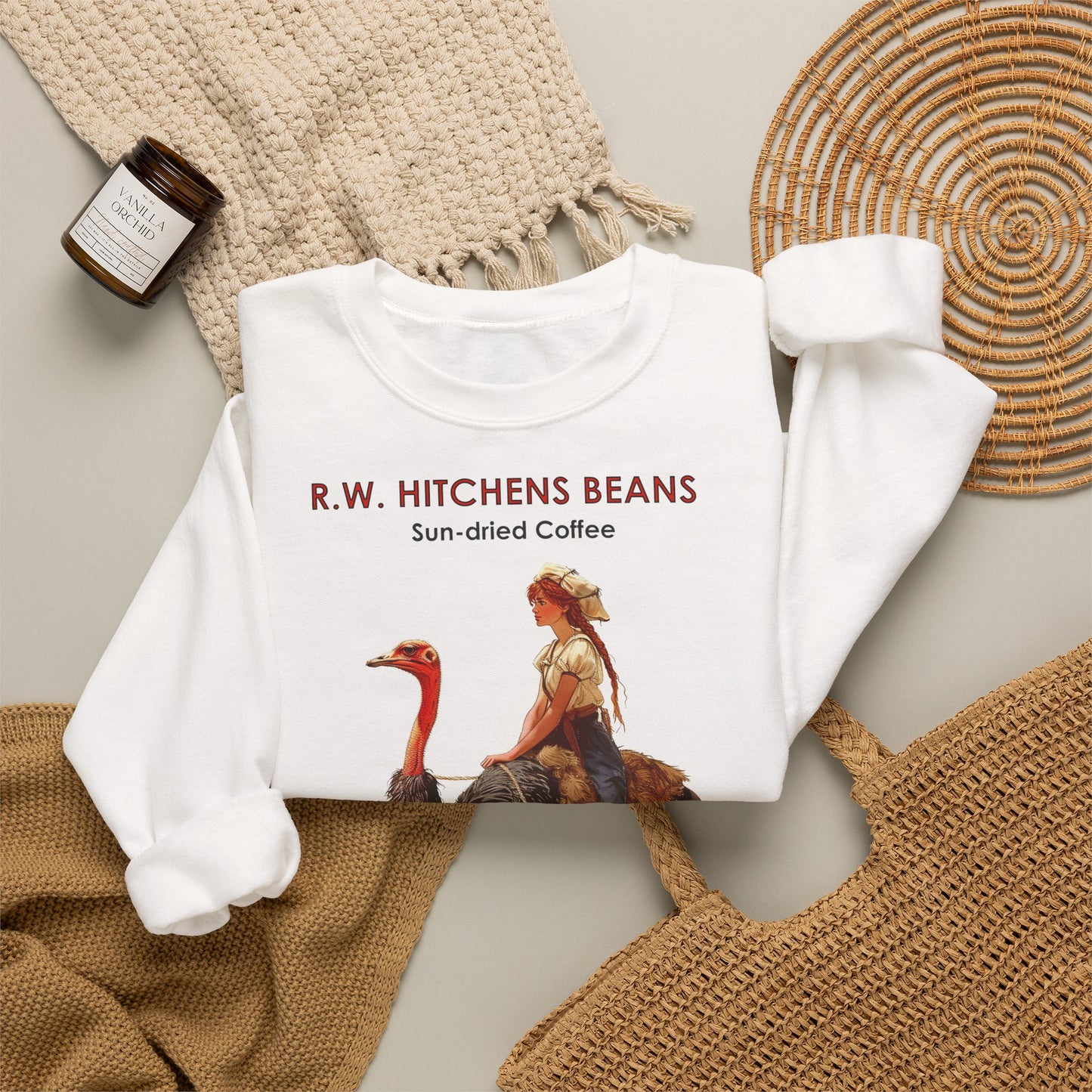 Vintage Ostrich Coffee Ad - Crewneck Sweatshirt