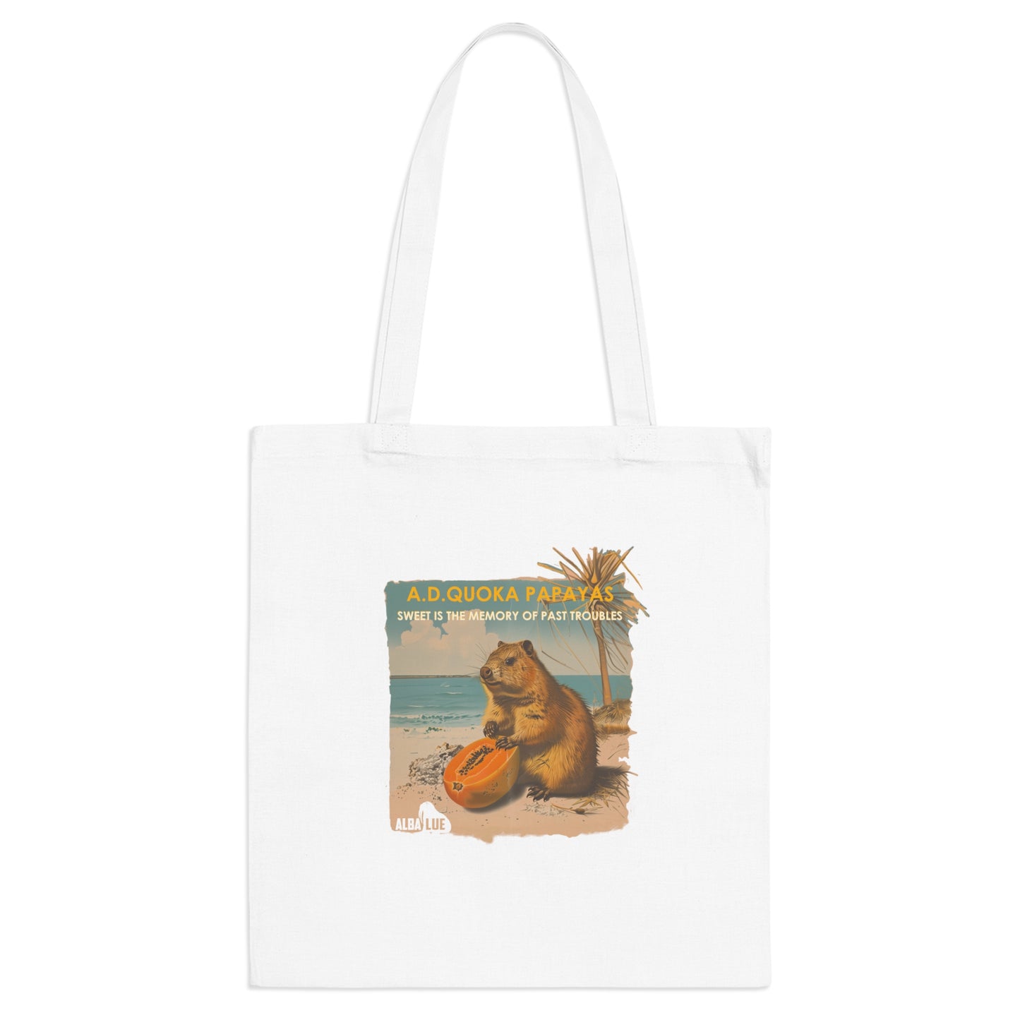 Quokka Beach Vintage Tote Bag – Retro Surfing A.D. Quokka Print