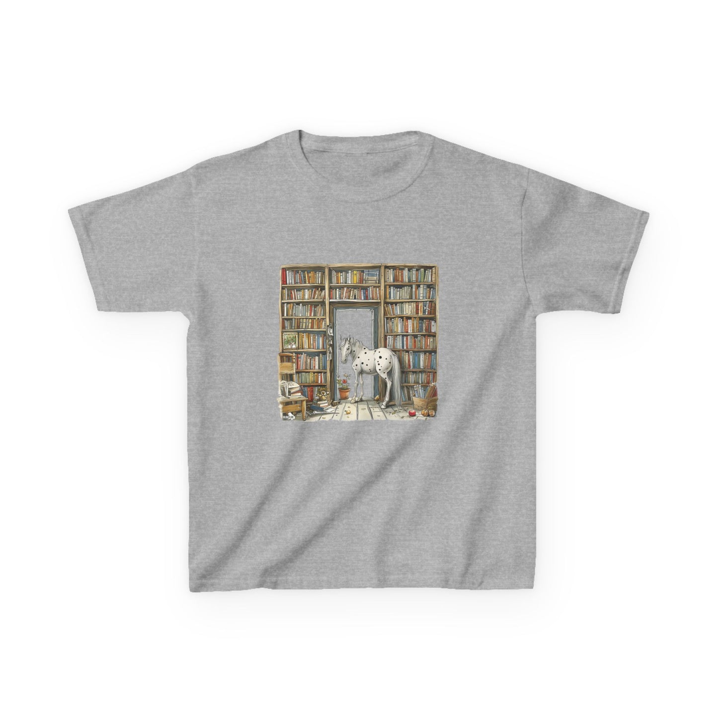 Horse in a Library - Kids T-shirt