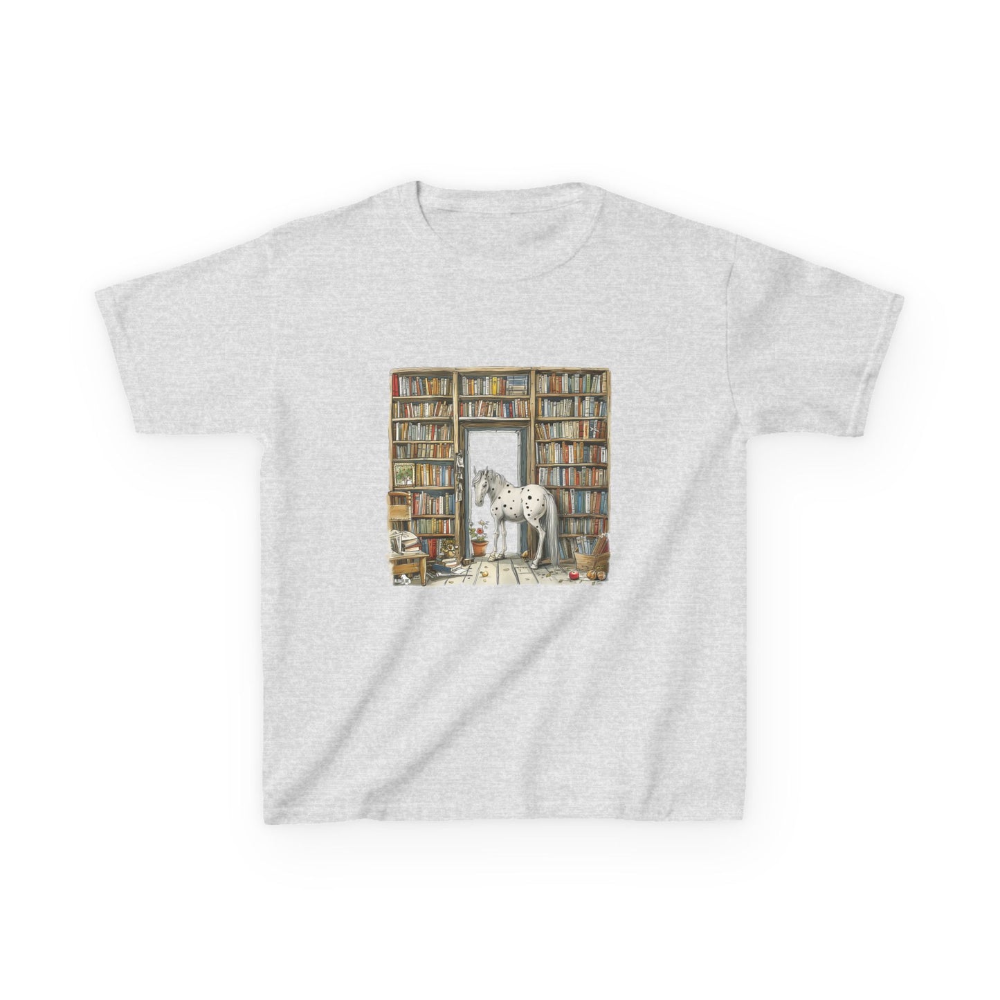 Horse in a Library - Kids T-shirt