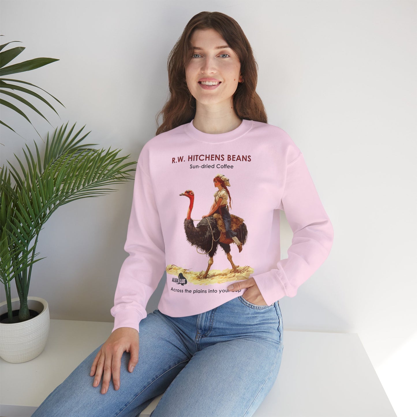 Vintage Ostrich Coffee Ad - Crewneck Sweatshirt