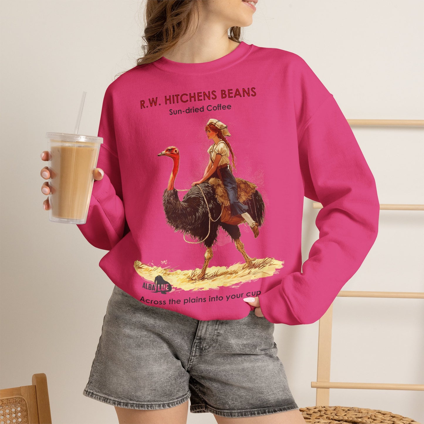 Vintage Ostrich Coffee Ad - Crewneck Sweatshirt