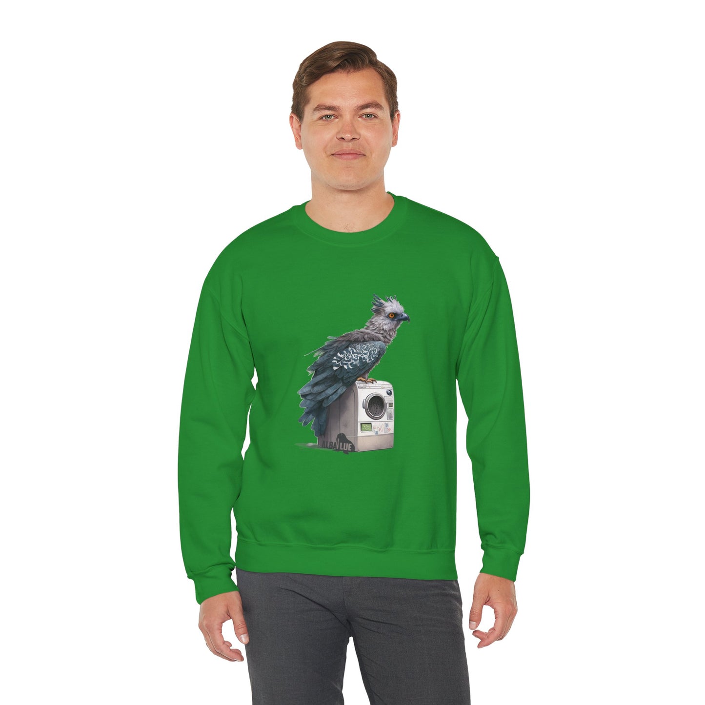 Harpy Eagle Sitting on a Washing Machine  - Crewneck Sweatshirt