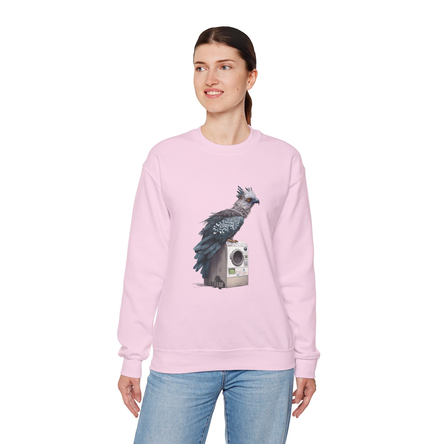 Harpy Eagle Sitting on a Washing Machine  - Crewneck Sweatshirt
