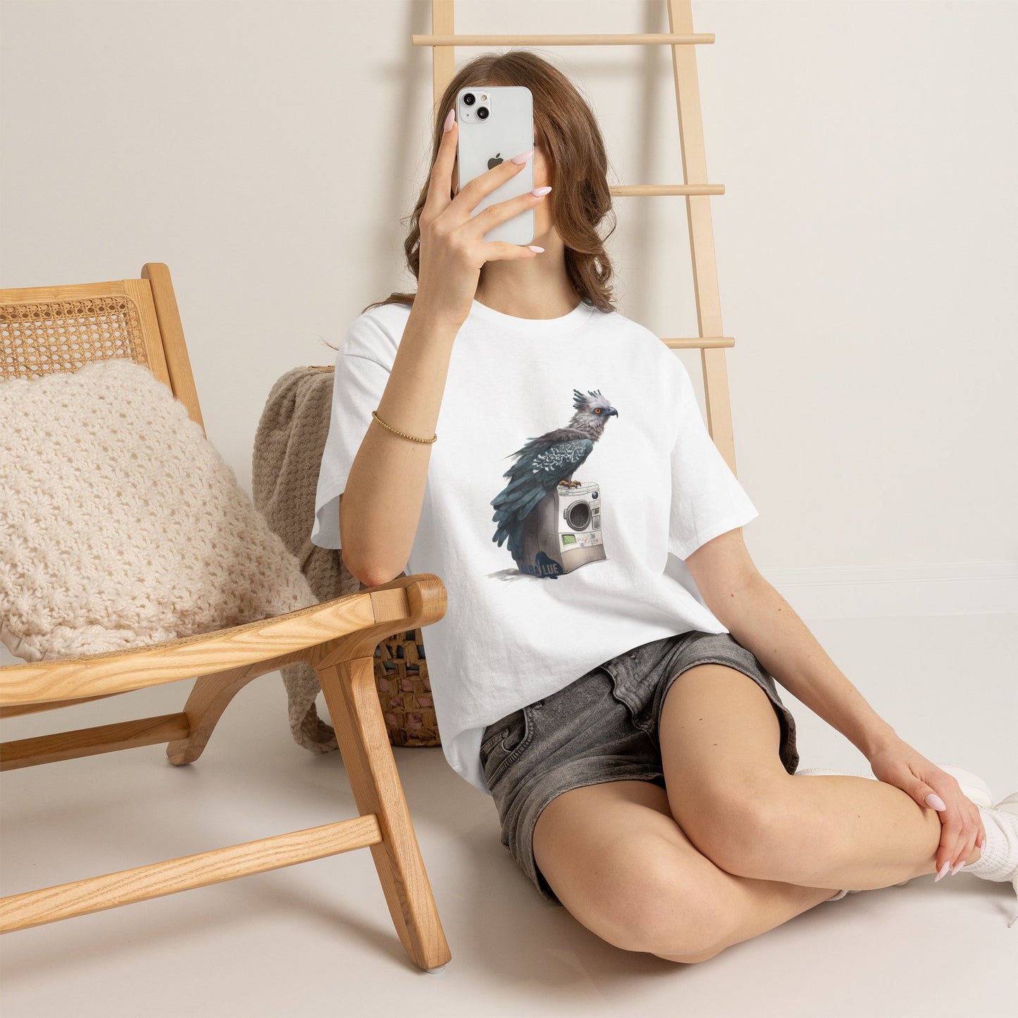 Harpy Eagle Sitting on a Washing Machine  - T-Shirt