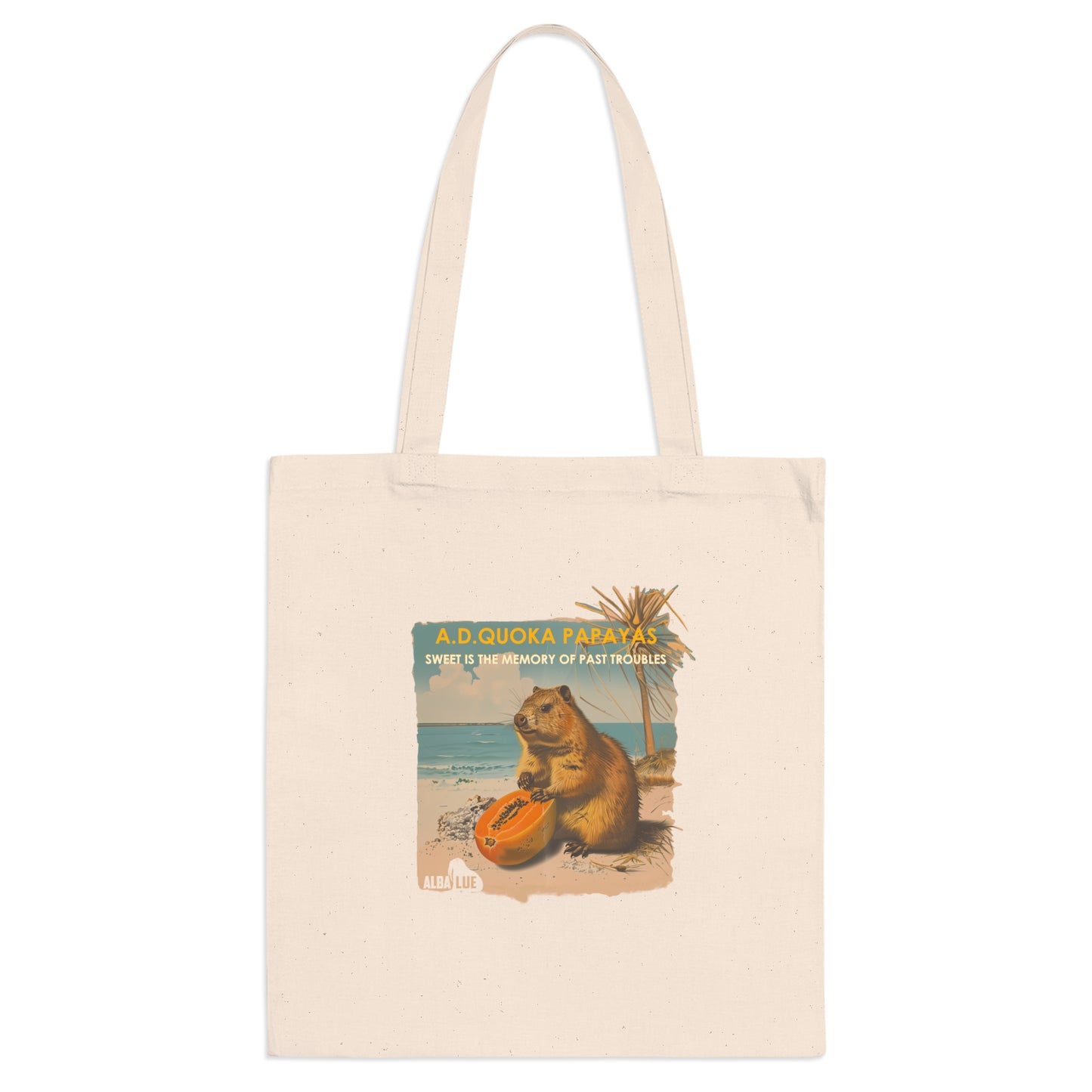 Quokka Beach Vintage Tote Bag – Retro Surfing A.D. Quokka Print