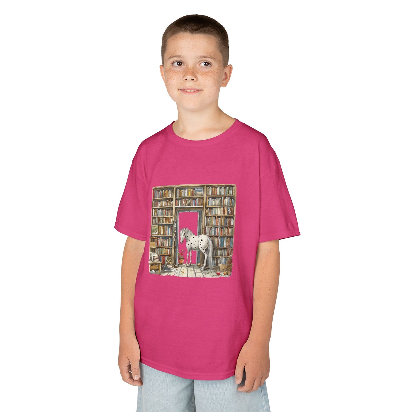 Horse in a Library - Kids T-shirt