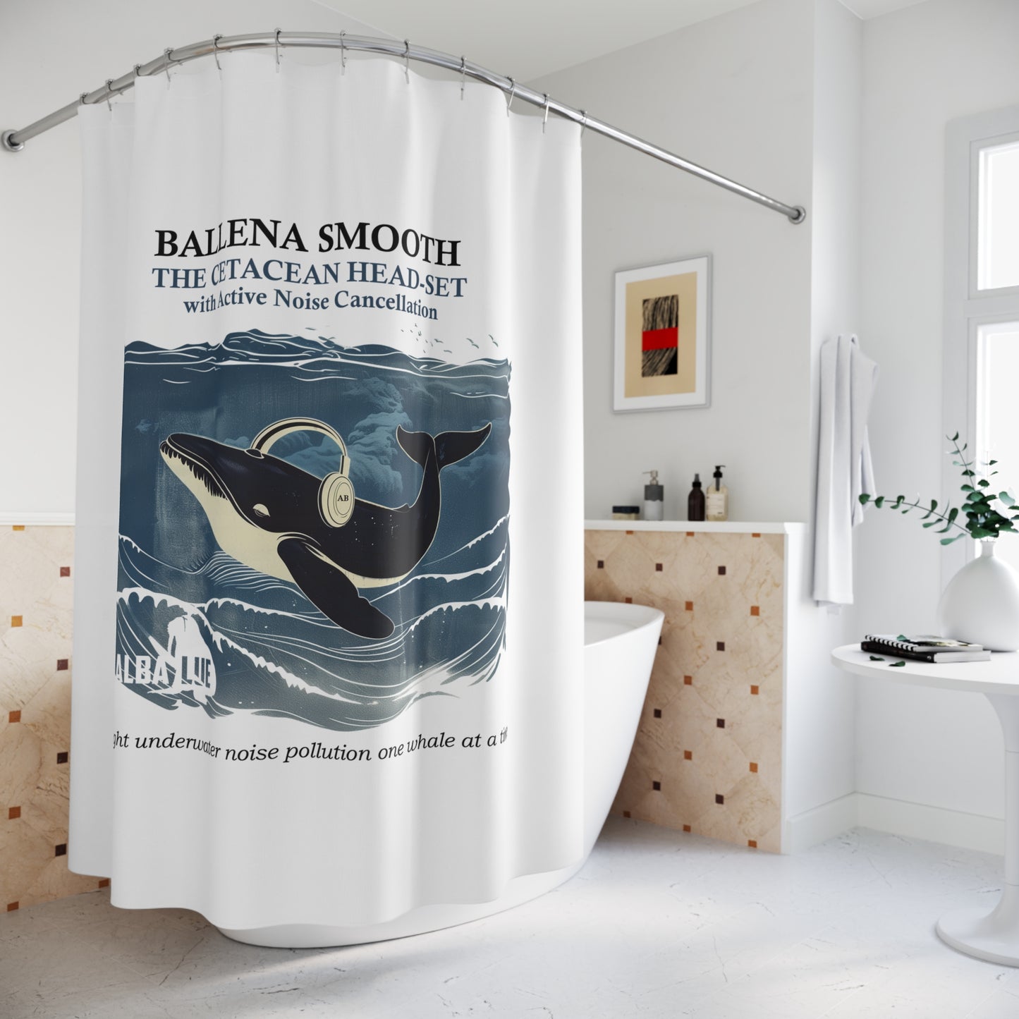 Whale Headphone - Shower Curtain