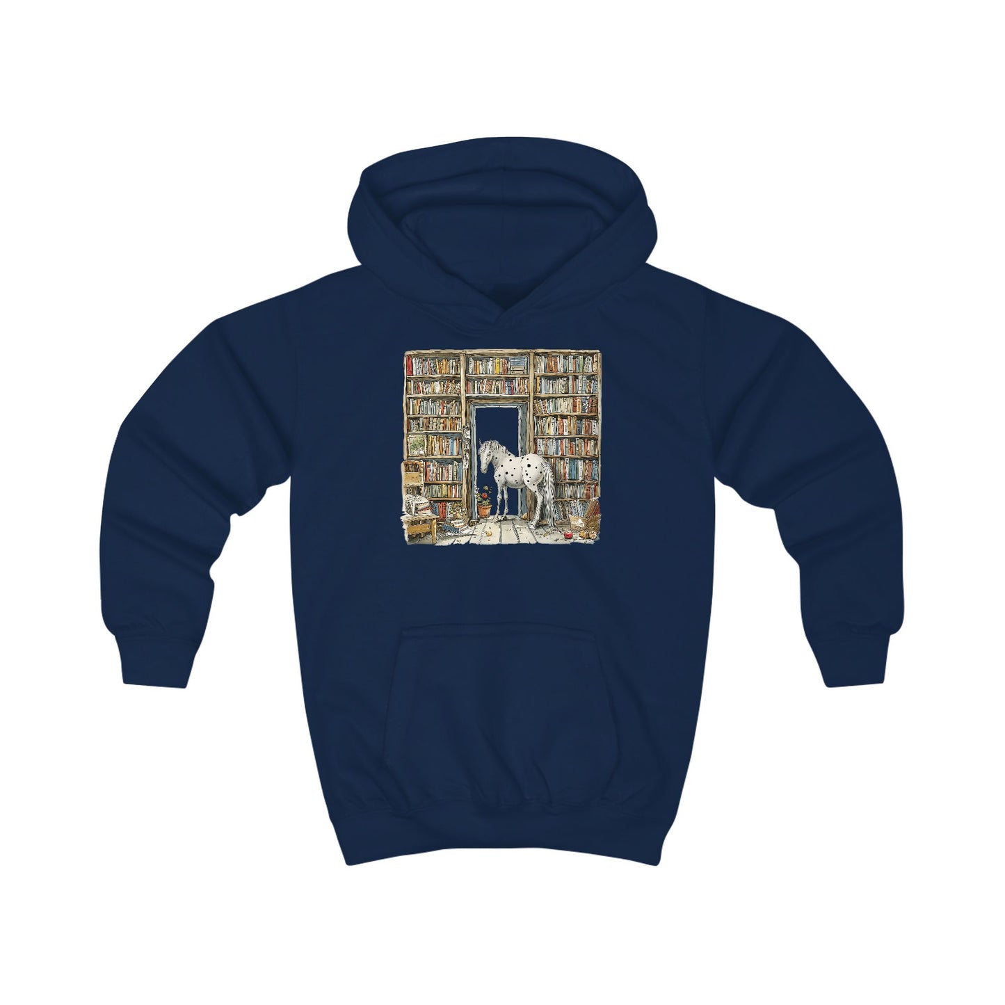 Horse in a Library - Hoodie for Toddlers and Kids