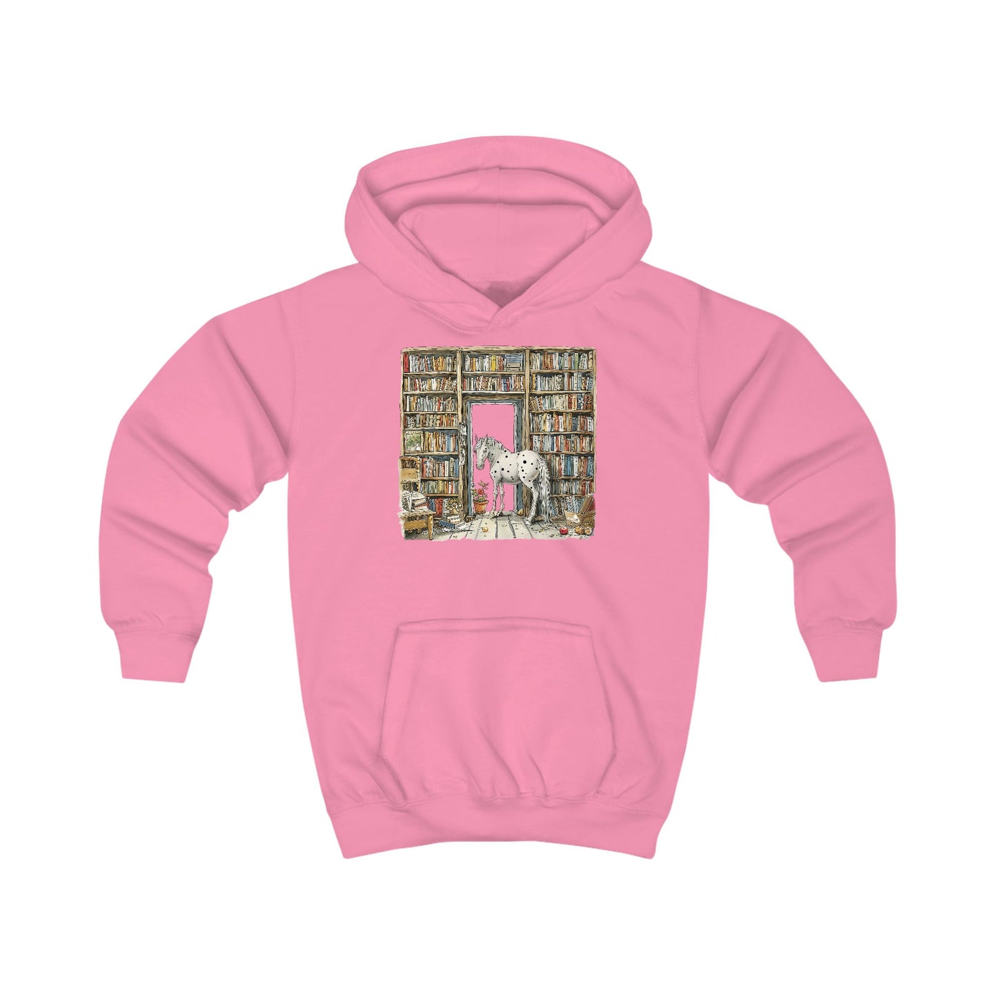 Horse in a Library - Hoodie for Toddlers and Kids