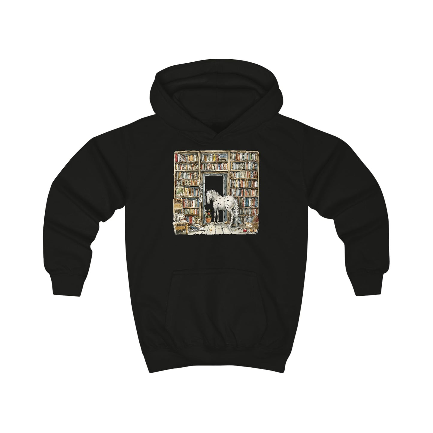 Horse in a Library - Hoodie for Toddlers and Kids