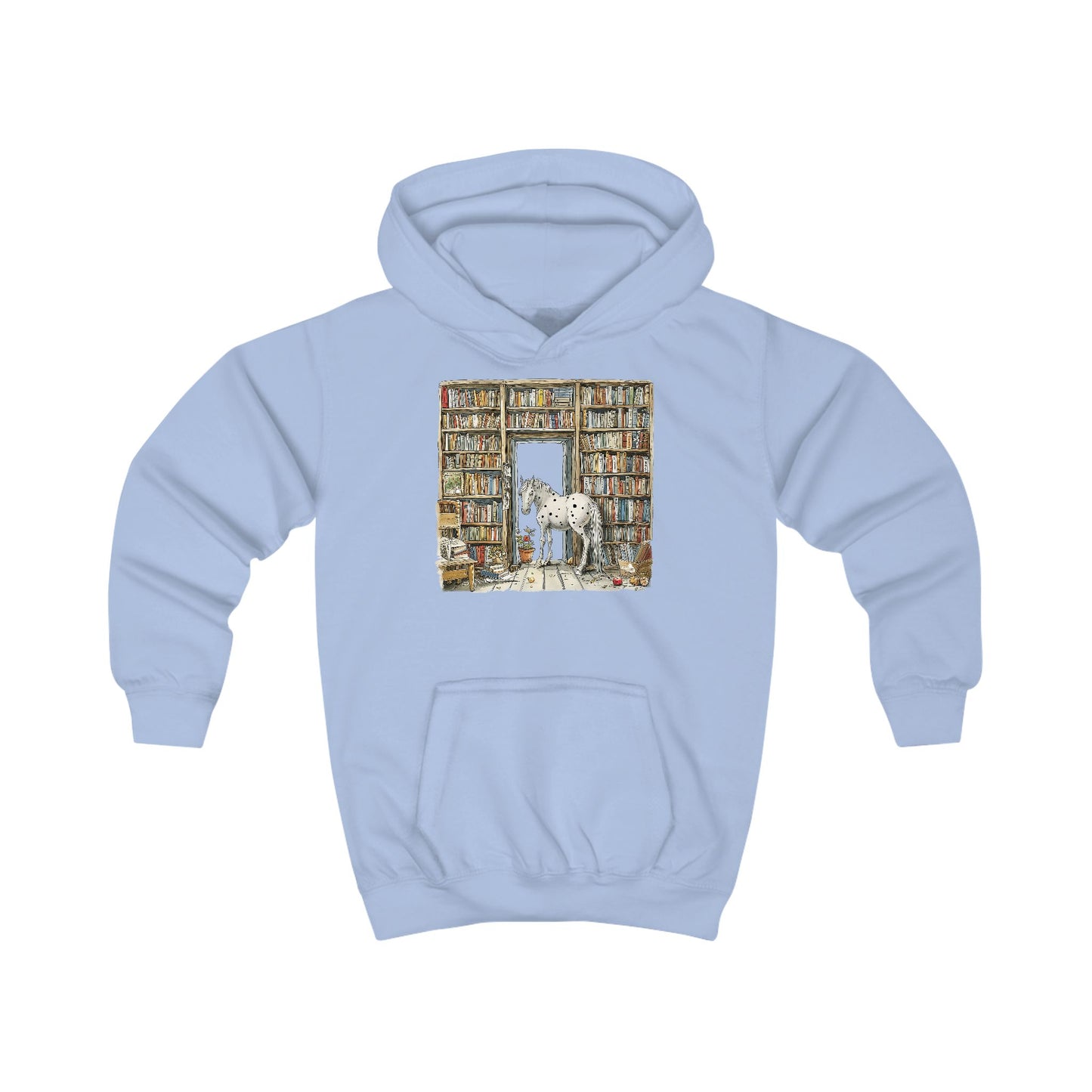 Horse in a Library - Hoodie for Toddlers and Kids