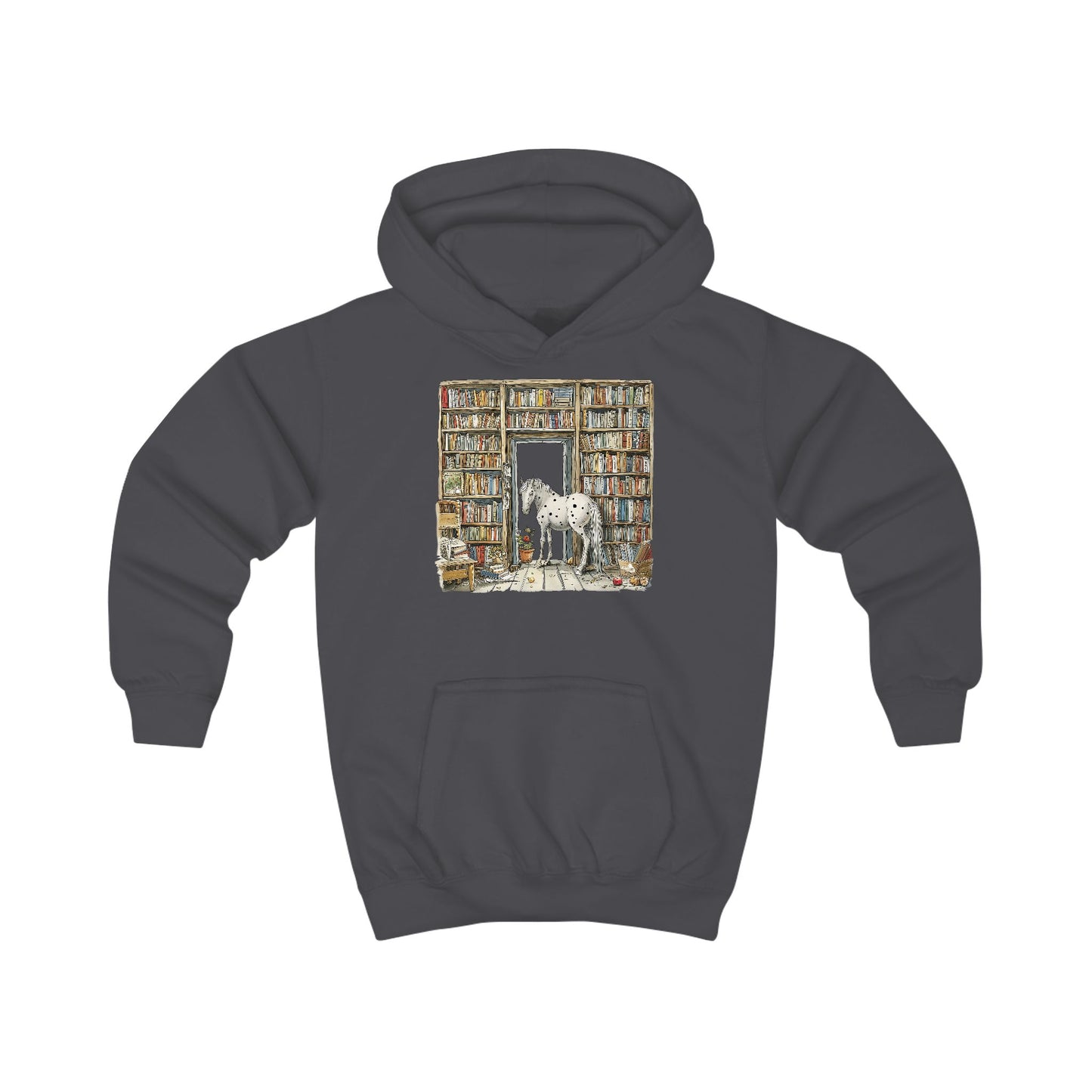 Horse in a Library - Hoodie for Toddlers and Kids