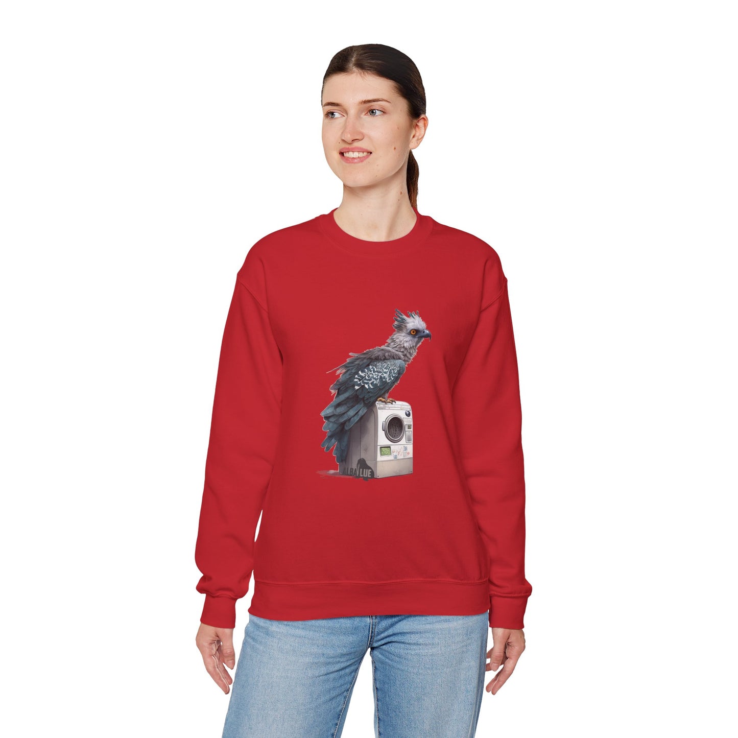 Harpy Eagle Sitting on a Washing Machine  - Crewneck Sweatshirt