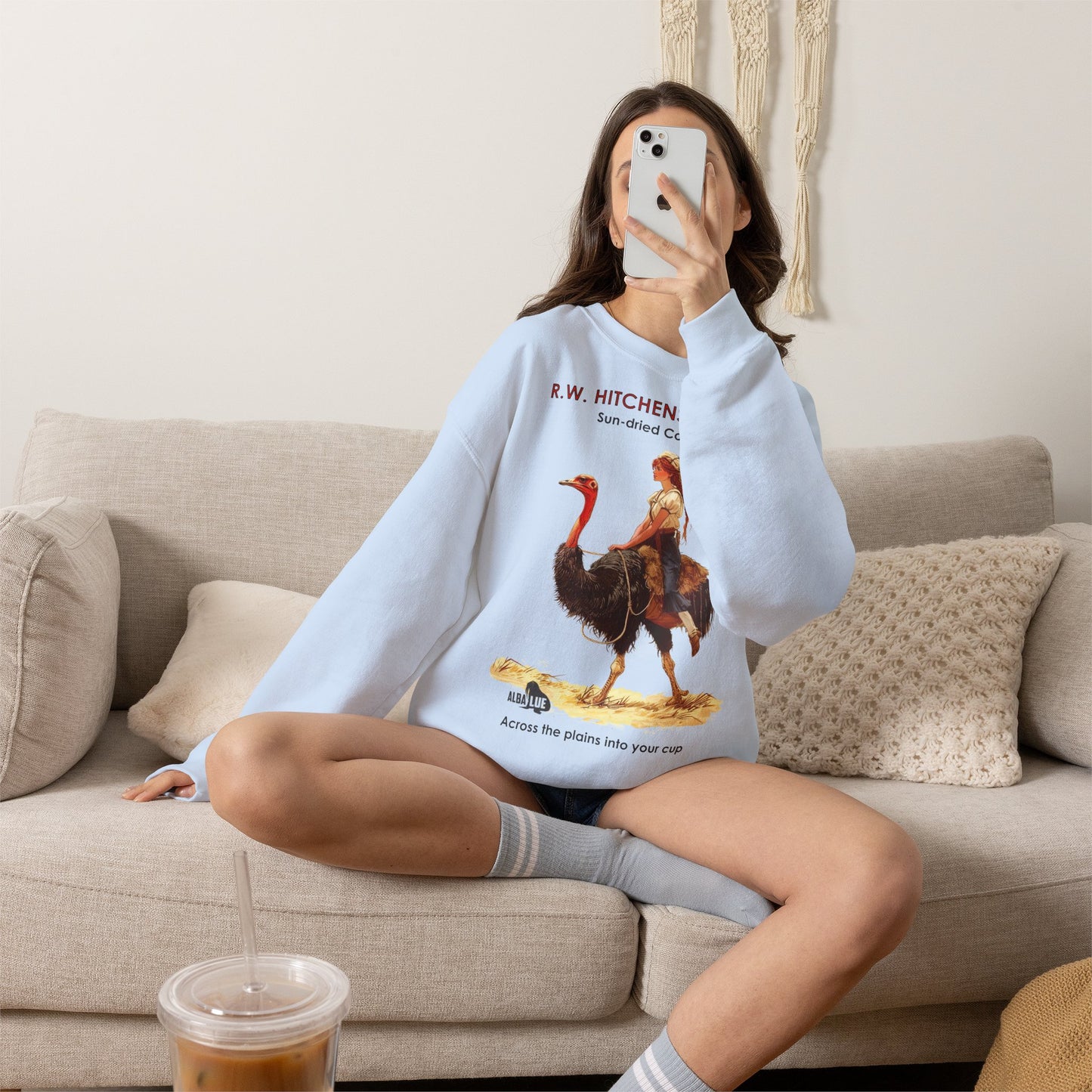 Vintage Ostrich Coffee Ad - Crewneck Sweatshirt