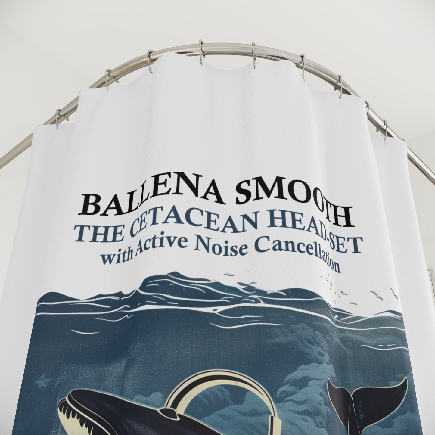 Whale Headphone - Shower Curtain