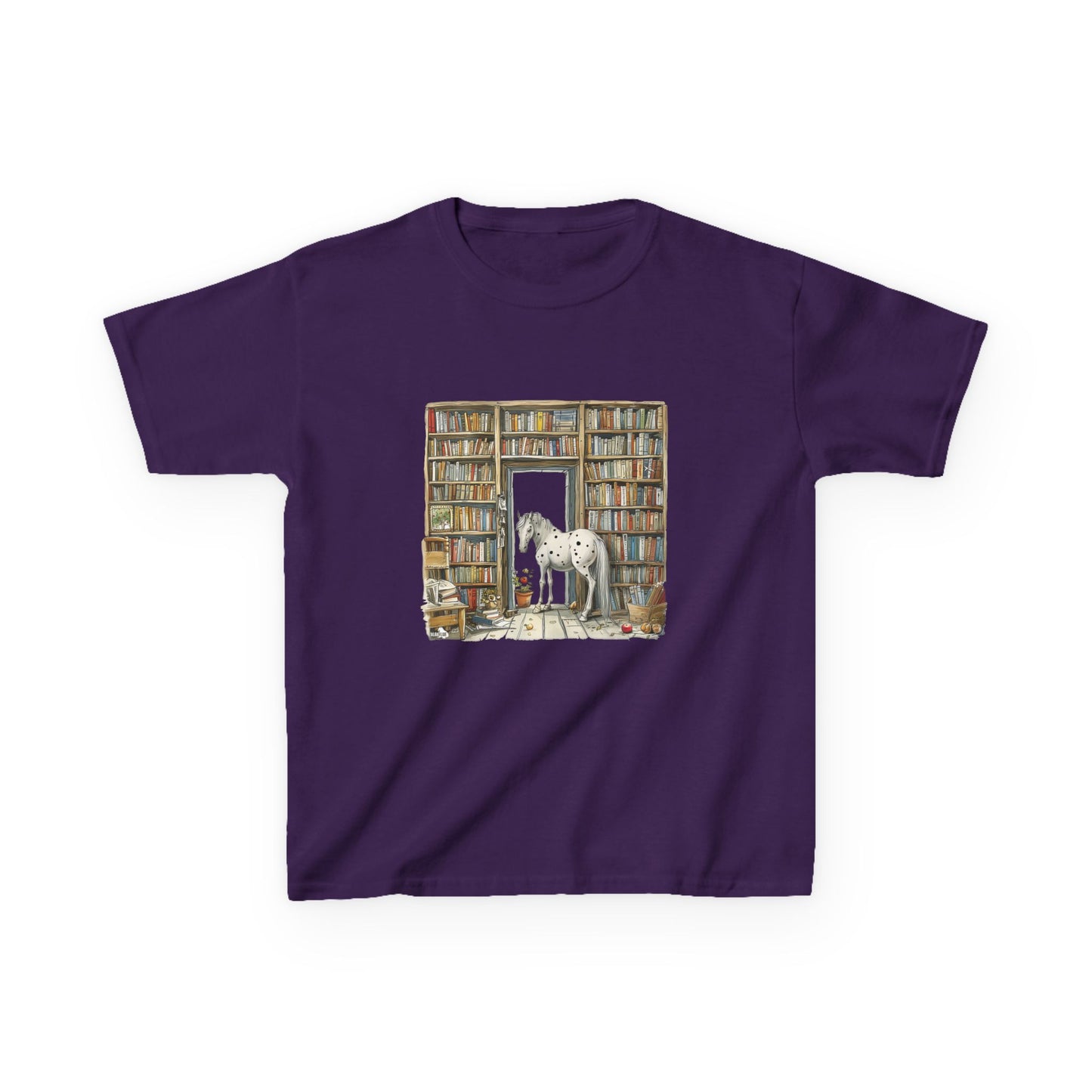 Horse in a Library - Kids T-shirt