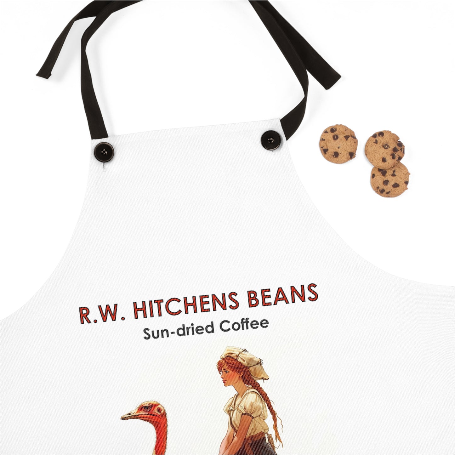 Vintage Coffee Label Apron — R.W. Hitchens Beans Sun-Dried Coffee Design
